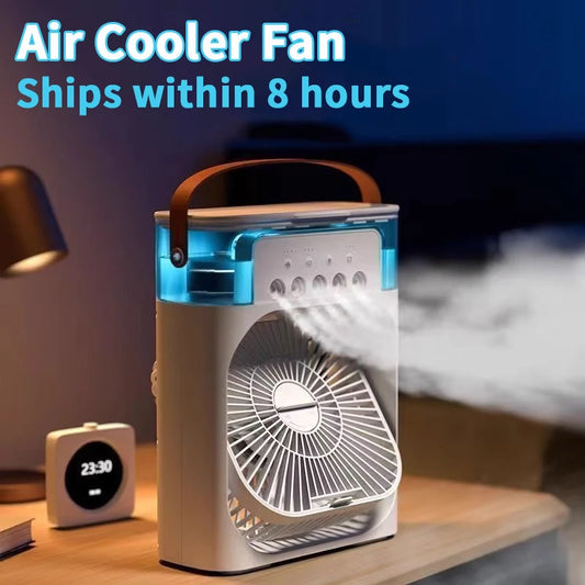 Mini 3 in 1 Fan: Portable Air Conditioner, Humidifier, and LED Night Light for Home and Office